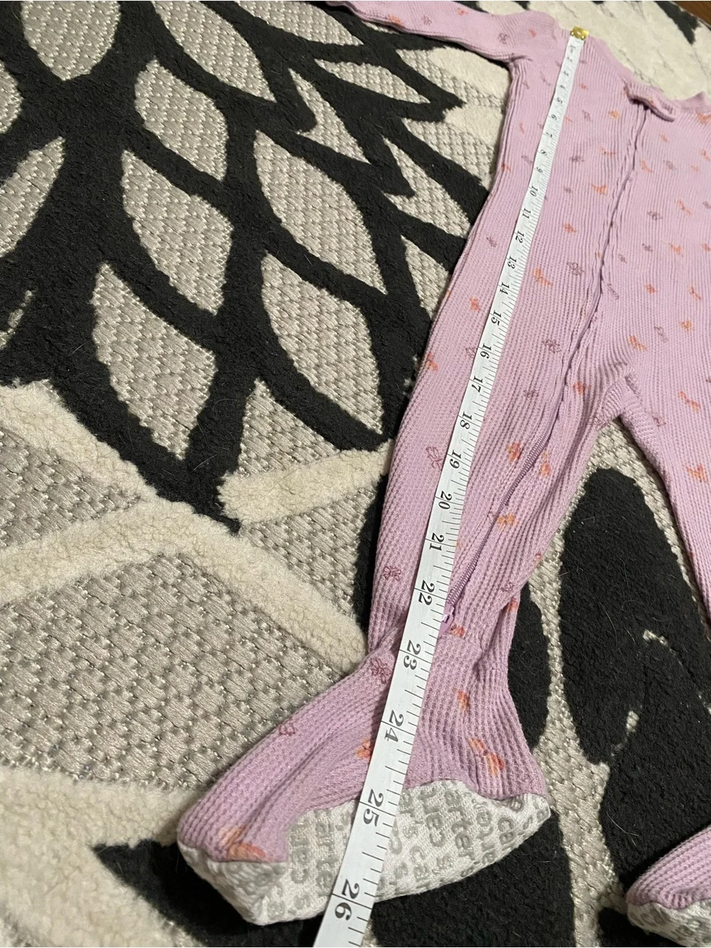 Carter's Lavender Footed Thermal Pajama Pink Butterflies 12 Months 2 Way Zipper